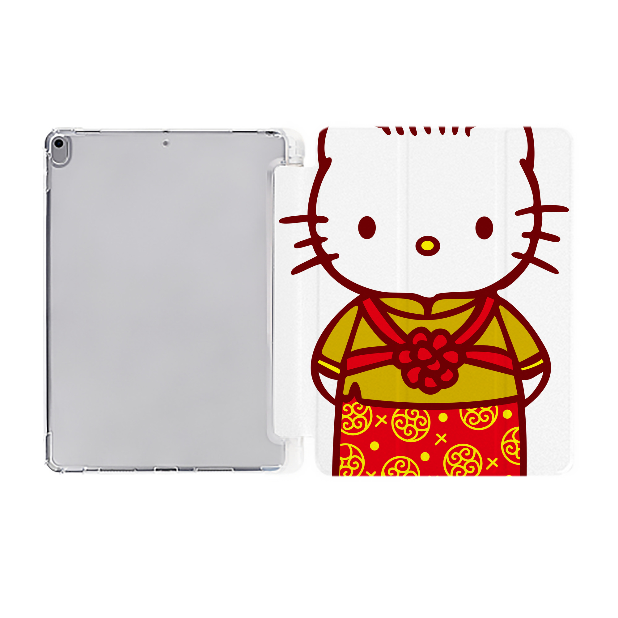 （画像用） Hello Kitty ハローキティ IPad ケース ペン収納付き 三つ折りスタンド PUレザー×シリコン 対応機種9.5/10.5/10.9インチ